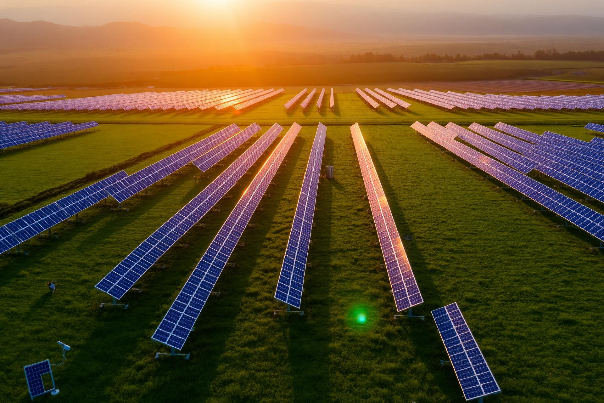 Solar field at sunrise